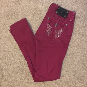 Miss Me Burgundy Skinny Jeans